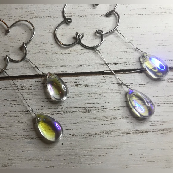 New* Handmade Cloud, Rain drop Earrings. Silver. Iridescent. Tear drop. Dangly. - Picture 3 of 9